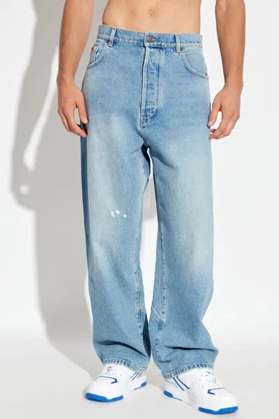 Moschino Belt Loop Denim Trousers In Blue