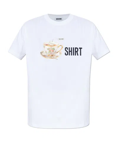 Moschino Crew Neck Graphic Print Short Sleeves In White