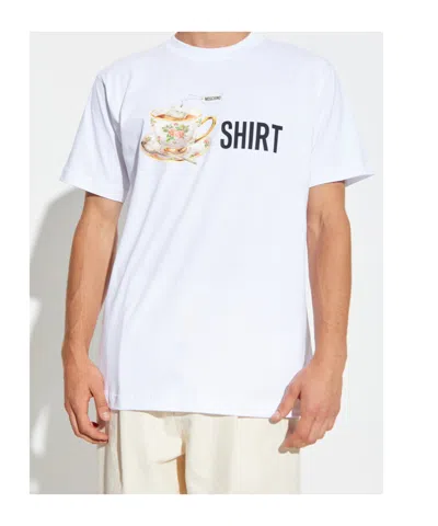 Moschino Crew Neck Graphic Print Short Sleeves In White
