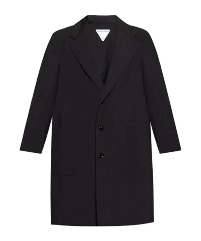 Bottega Veneta Lapel Long Sleeve Coat In Black