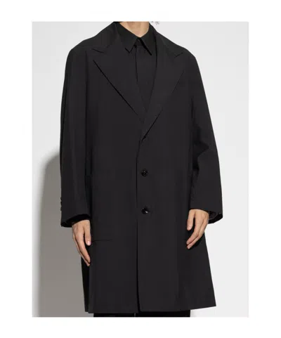 Bottega Veneta Lapel Long Sleeve Coat In Black