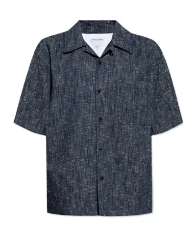 Bottega Veneta Lapel Short-sleeved Shirt In Blue