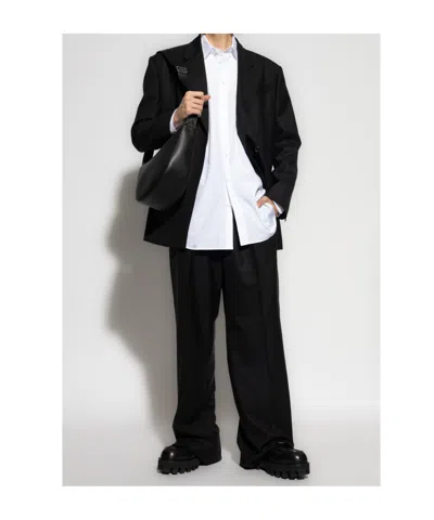 Moschino Elasticated-waist Gold-button Trousers In Black