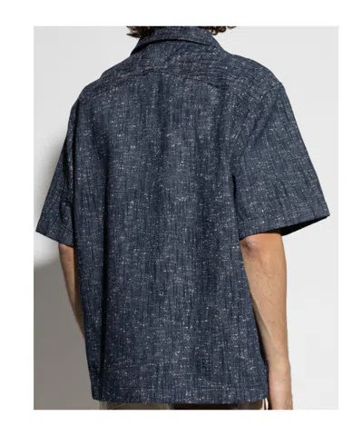 Bottega Veneta Lapel Short-sleeved Shirt In Blue