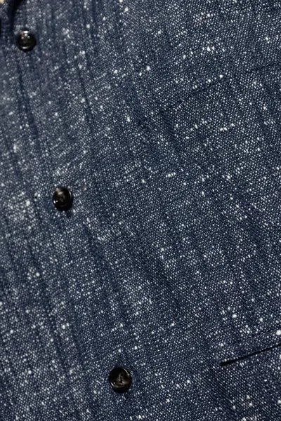Bottega Veneta Lapel Short-sleeved Shirt In Blue