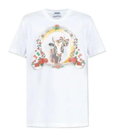 Moschino Organic Cotton Jersey T-shirt Archive In White