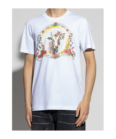 Moschino Organic Cotton Jersey T-shirt Archive In White