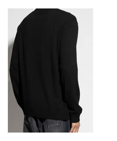 Moschino Crewneck Sweater With Logo In Wool Blend In Black