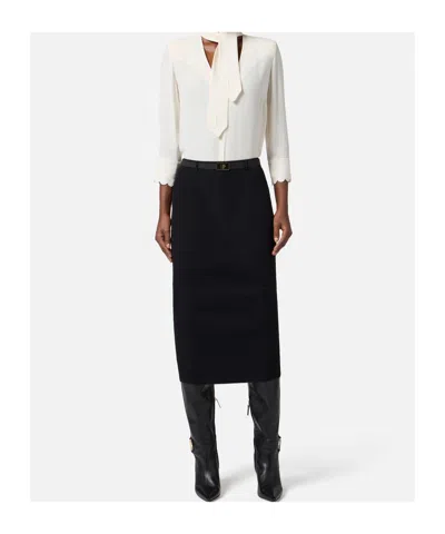 Elisabetta Franchi Blouse In Georgette Fabric With Sash Belt