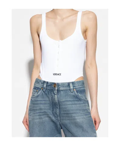 Versace Button-front Cotton Body In White