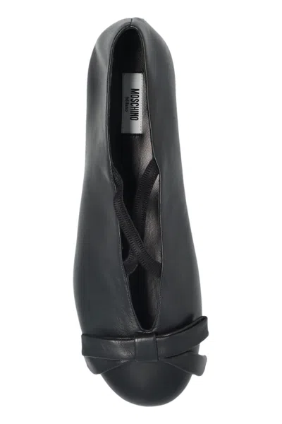 Moschino Bow-detail Leather Ballet Flats