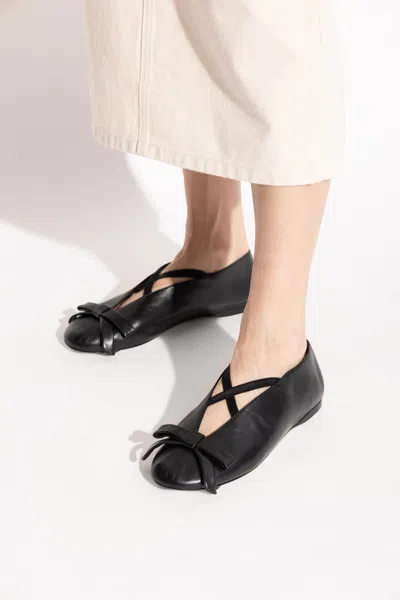 Moschino Bow-detail Leather Ballet Flats