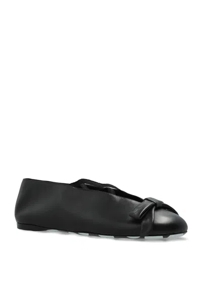 Moschino Bow-detail Leather Ballet Flats