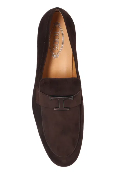 Tod's Suede Gomma Leggero Loafers In Brown