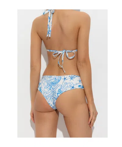 Versace Underwater Barocco Safety Pin Bikini Bottoms In Blue