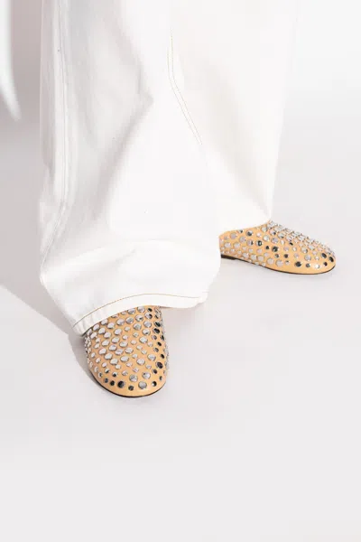 Tory Burch Leather Studded Flat Mules In Yellow
