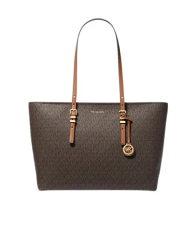 Michael Kors Quinn Large Signature Logo And Leather Tote Bag