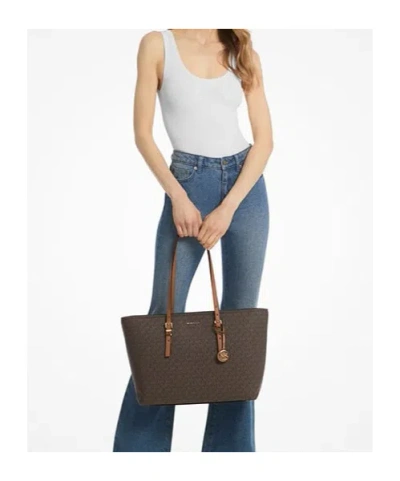 Michael Kors Quinn Large Signature Logo And Leather Tote Bag
