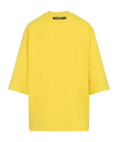Moschino Smiley Face Graphic T-shirt In Bright Yellow Cotton