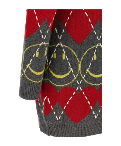 Moschino Wool Blend Mini Dress With Diamond-stitched Pattern In Multi