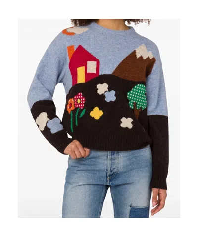 Moschino Shetland Wool Sweater With Landscape Intarsia In Multi