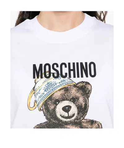 Moschino Crew Neck Graphic Print Short Sleeves Tshirt In White