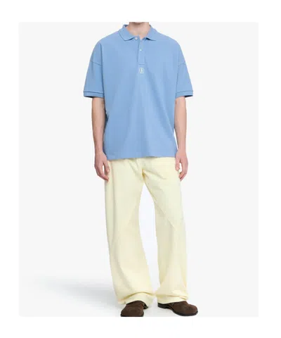 Jw Anderson Lapel Short Sleeve Polo Shirt In Blue