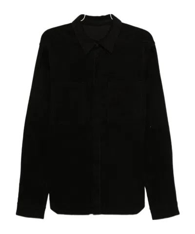 Rick Owens Lapel Long Sleeve Shirt In Black