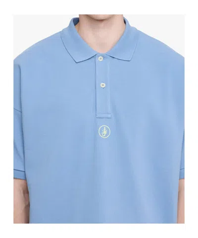 Jw Anderson Lapel Short Sleeve Polo Shirt In Blue