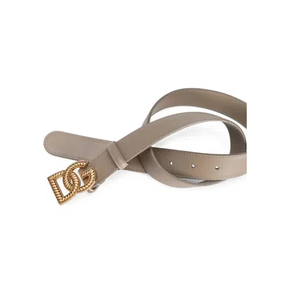 Dolce & Gabbana Taupe Plonge Leather Belt In Pink