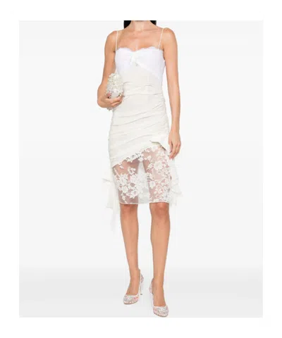 Alessandra Rich Draped Lace Mini Dress - Women's - Silk/cotton/polyamide