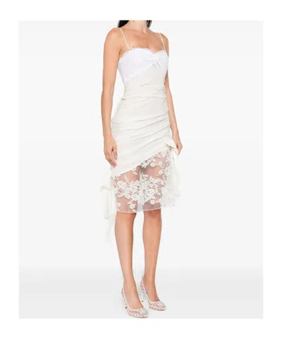 Alessandra Rich Draped Lace Mini Dress - Women's - Silk/cotton/polyamide