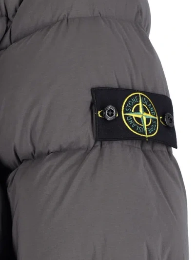 Stone Island Short Hooded Down Jacket In Gray
