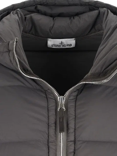 Stone Island Short Hooded Down Jacket In Gray