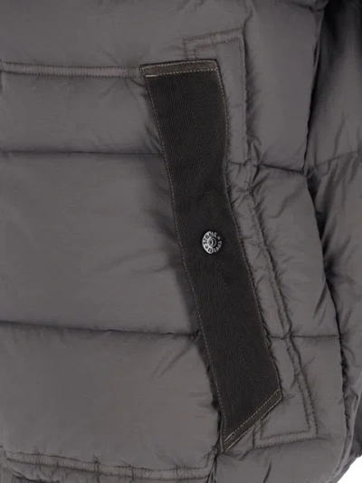 Stone Island Short Hooded Down Jacket In Gray