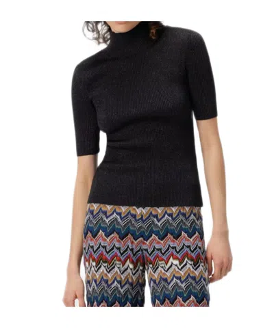Missoni Short-sleeved Turtleneck In Glitter-effect Viscose In Black