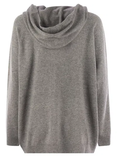 Fabiana Filippi Long-sleeves Ribbed Hoodie In Gray