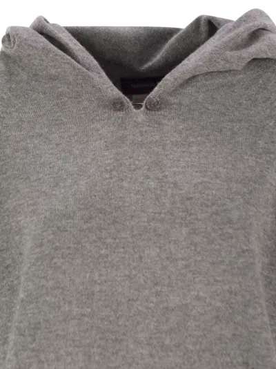 Fabiana Filippi Long-sleeves Ribbed Hoodie In Gray