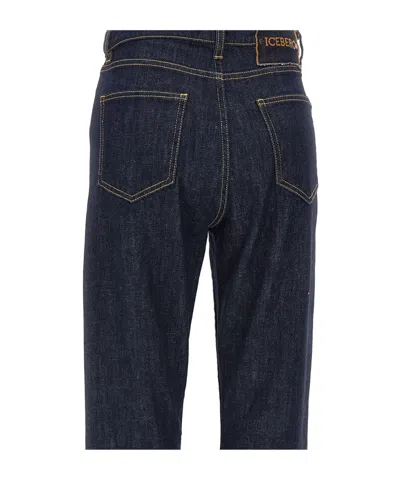 Iceberg Embossed Patch Denim Jeans In Blue