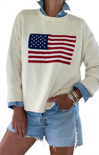Pink Pineapple Chloe Flag Sweater In Cream / Flag