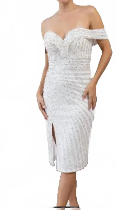 Terani Couture 241c2309 Sweetheart Bodycon Short Cocktail Dress In White