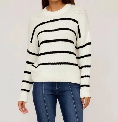 Fifteen Twenty Luca Crewneck Sweater Stripe In Black/white