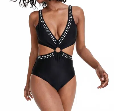 Bar Iii Tell Me About It Stud One-piece Swimsuit In Black In Black