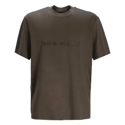 Emporio Armani Logo Embroidered Lyocell-blend T-shirt
