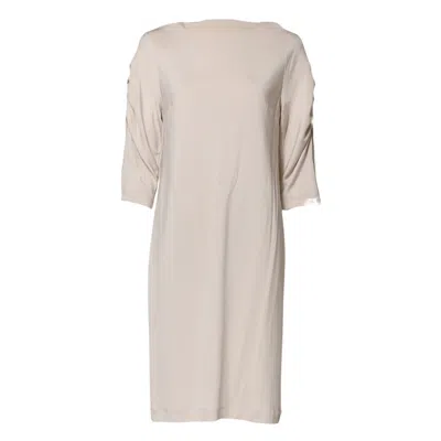 Pre-owned Roberto Cavalli Ivory Viscose Sheath Knee Length Women's Dress ()