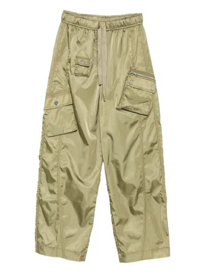 Ganni Womens Boa Elasticated Patch-pocket Shell Trousers In Green