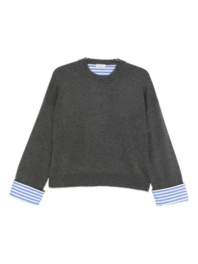 Brunello Cucinelli Cashmere Crewneck Sweater With Striped Cuffs