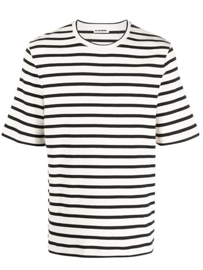 Jil Sander Stripe-print Short-sleeved T-shirt In Black