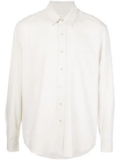 Our Legacy White Silk Classic Shirt With Curved Hem
