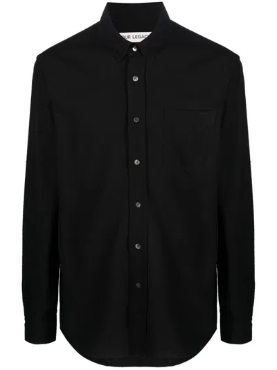 Our Legacy Classic Black Silk Shirt With Contrasting Button Closure